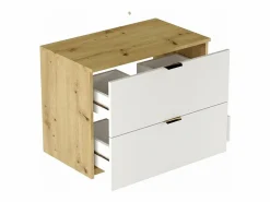 Sale Mueble bajo lavabo con encimera de 80 cm, 2 cajones, roble Artisan / Orio Mueble De Lavabo