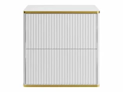 Discount Vente-unique Mueble bajo lavabo de baño estriado con ribete dorado 60 cm, , KELIZA Blanco