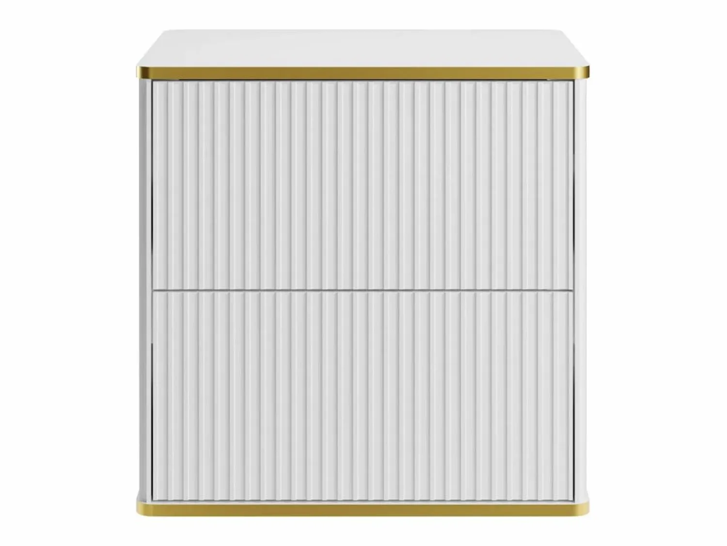 Discount Vente-unique Mueble bajo lavabo de baño estriado con ribete dorado 60 cm, , KELIZA Blanco