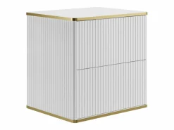 Discount Vente-unique Mueble bajo lavabo de baño estriado con ribete dorado 60 cm, , KELIZA Blanco