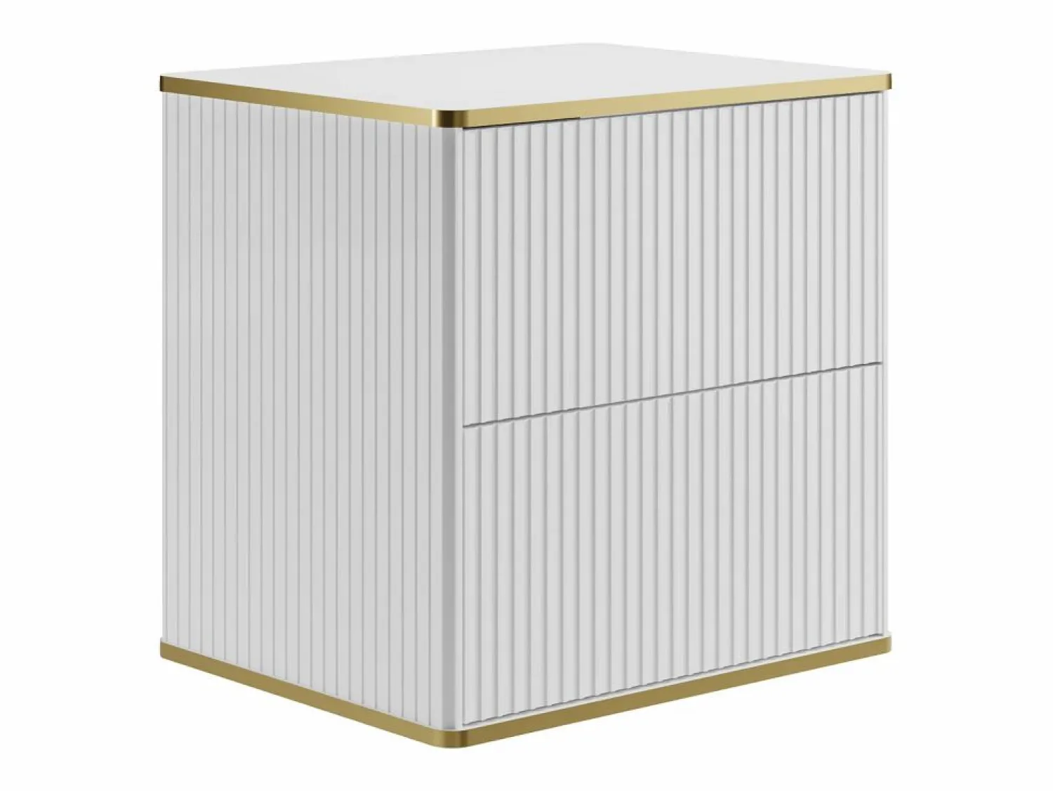 Discount Vente-unique Mueble bajo lavabo de baño estriado con ribete dorado 60 cm, , KELIZA Blanco