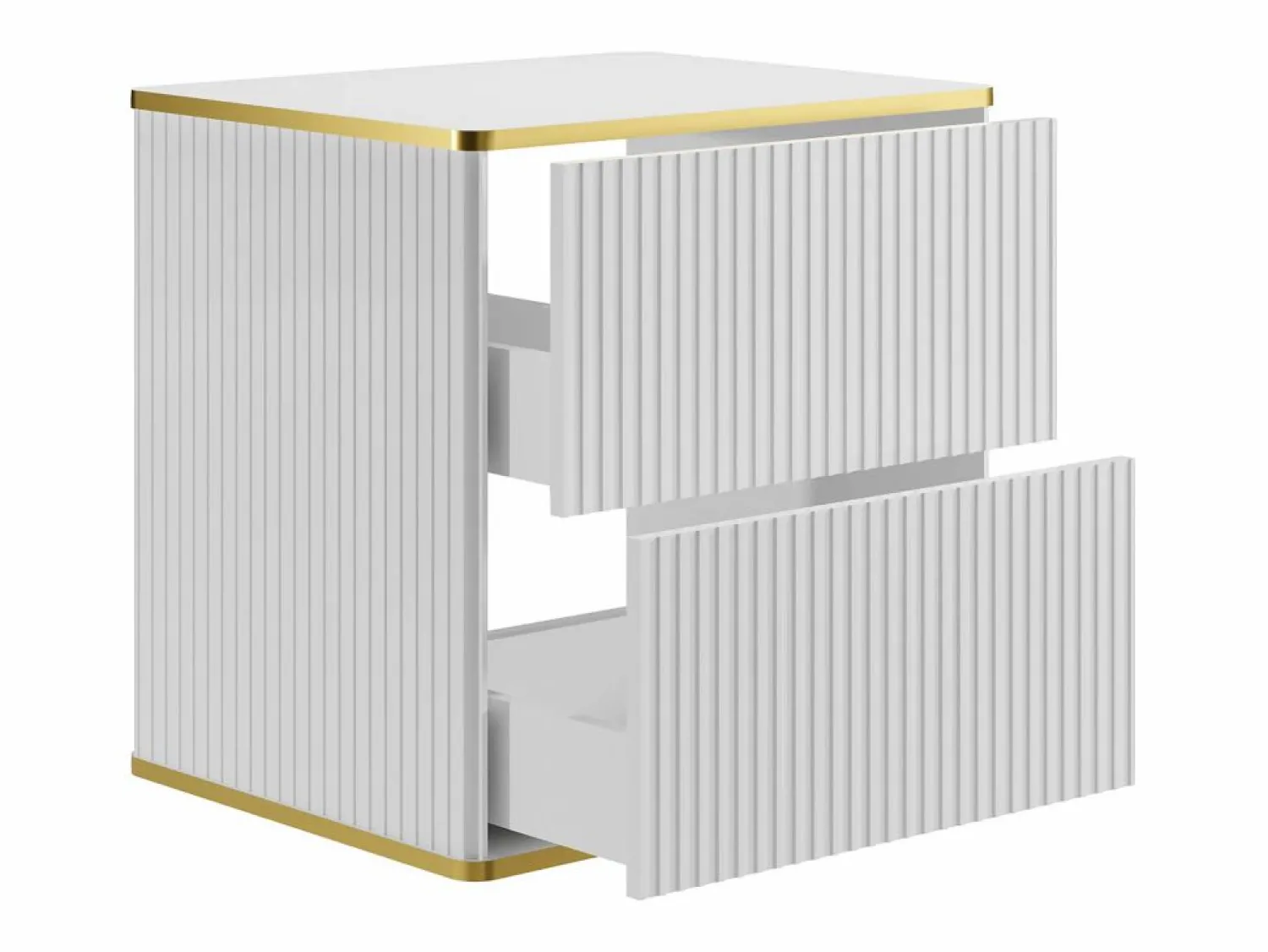 Discount Vente-unique Mueble bajo lavabo de baño estriado con ribete dorado 60 cm, , KELIZA Blanco