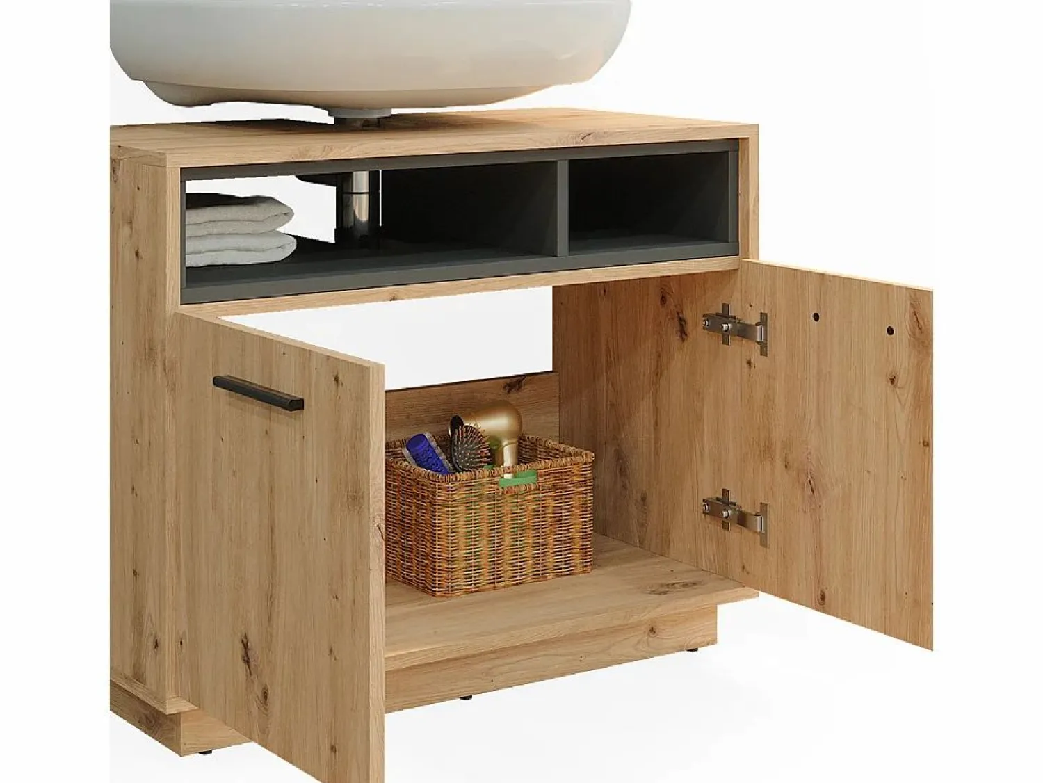 Discount Mueble bajo lavabo roble artesanal/antracita 80x40x64 beatrice Mueble De Lavabo
