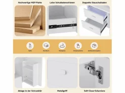 Sale Merax Mueble bajo lavabo suspendido de un seno cerámico - 76 x 46 x 51 cm - acabado lacado - con LEDs + 2 cajones + puerta - cerámica + MDF - Blanco
