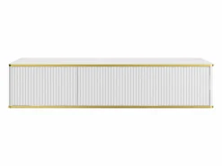 Clearance Mueble bajo lavabo suspendido estriado con ribete dorado 2 cajones - - 150 cm - KELIZA Mueble De Lavabo