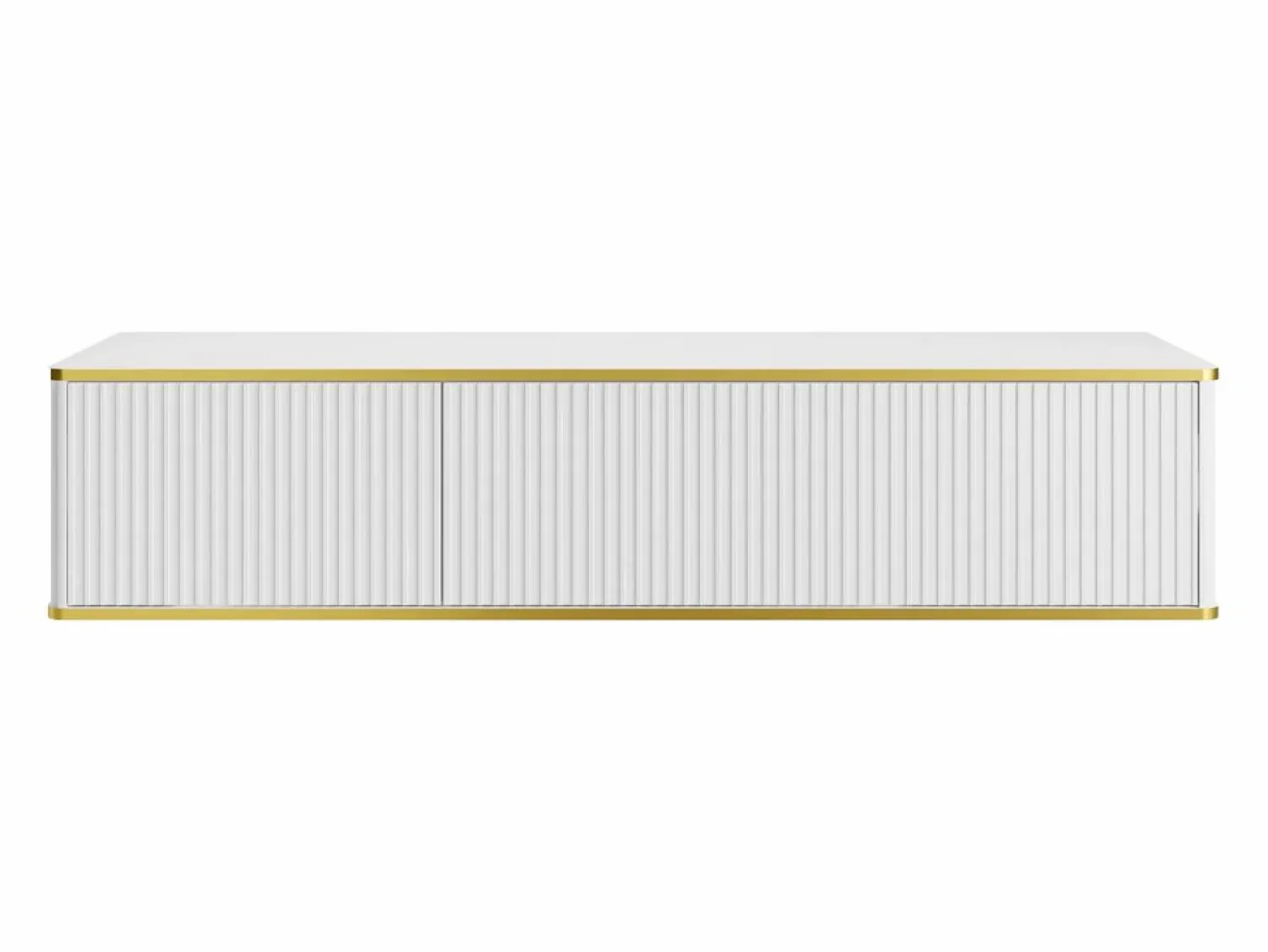 Clearance Mueble bajo lavabo suspendido estriado con ribete dorado 2 cajones - - 150 cm - KELIZA Mueble De Lavabo