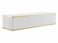 Clearance Mueble bajo lavabo suspendido estriado con ribete dorado 2 cajones - - 150 cm - KELIZA Mueble De Lavabo