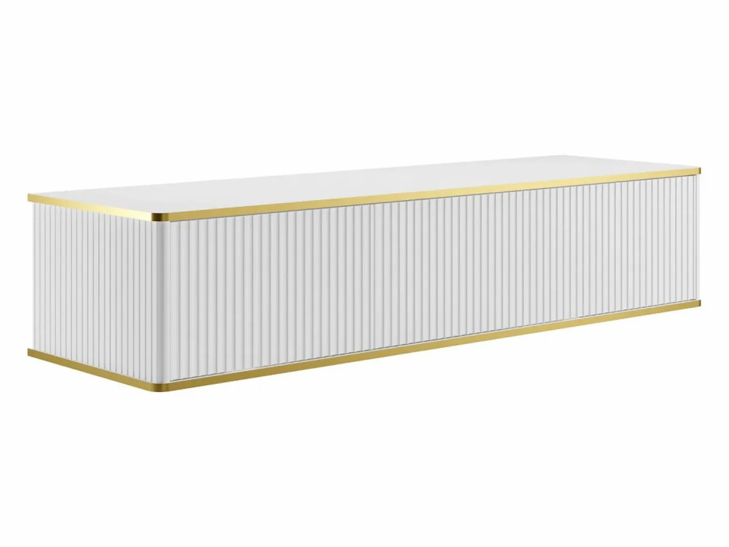 Clearance Mueble bajo lavabo suspendido estriado con ribete dorado 2 cajones - - 150 cm - KELIZA Mueble De Lavabo