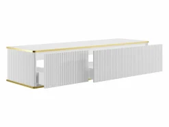 Clearance Mueble bajo lavabo suspendido estriado con ribete dorado 2 cajones - - 150 cm - KELIZA Mueble De Lavabo