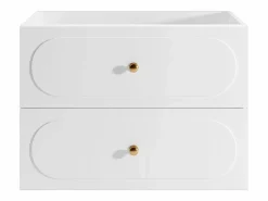 Vente-unique Mueble bajo lavabo suspendido con tiradores dorados - L80 cm - SATOBAL