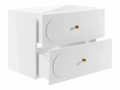 Vente-unique Mueble bajo lavabo suspendido con tiradores dorados - L80 cm - SATOBAL
