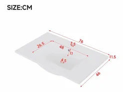 Sale Merax Mueble bajo lavabo suspendido de un seno cerámico - 76 x 46 x 51 cm - acabado lacado - con LEDs + 2 cajones + puerta - cerámica + MDF - Azul