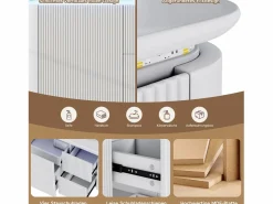 Clearance Mueble bajo lavabo suspendido de cerámica de un seno - 80,5 x 47 x 51 cm - acabado lacado - con LEDs + 3 cajones - cerámica + MDF - Mueble De Baño Simple