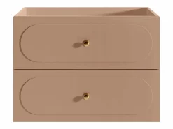 Clearance Vente-unique Mueble bajo lavabo suspendido Rosa envejecido con tiradores doradas - L80 cm - SATOBAL Rosa palo
