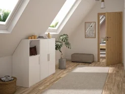 Best Vente-unique Mueble bajo para techo abuhardillado con 3 puertas y 1 estante color - ADEZIO Blanco
