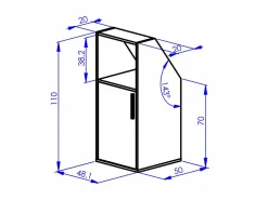 New Mueble bajo para techo abuhardillado con 1 puerta y 1 estante - ADEZIO Armario Para Buhardilla|Mueble De Almacenaje