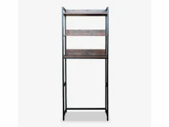 Clearance AHD Mueble baño para lavadora, secadora y WC 3 estantes 63x24x157 h Tamiq - Marrón - Negro Marru00f3n