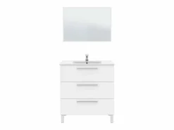 Hot Mueble Baño Taria Contemporáneo Brillo con Espejo 80x86x45 cm Blanco