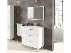 Hot Mueble Baño Taria Contemporáneo Brillo con Espejo 80x86x45 cm Blanco
