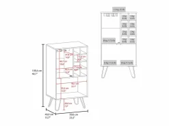TuHome Mueble bar aster en melamina con 8 botelleros, 9 portacopas y almacenamiento inferior , , 109.4 cm X 59.6 cm X 40 cm