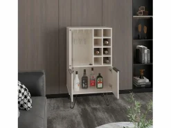 TuHome Mueble bar aster en melamina con 8 botelleros, 9 portacopas y almacenamiento inferior , , 109.4 cm X 59.6 cm X 40 cm
