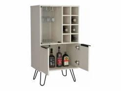 TuHome Mueble bar aster en melamina con 8 botelleros, 9 portacopas y almacenamiento inferior , , 109.4 cm X 59.6 cm X 40 cm