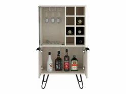 TuHome Mueble bar aster en melamina con 8 botelleros, 9 portacopas y almacenamiento inferior , , 109.4 cm X 59.6 cm X 40 cm