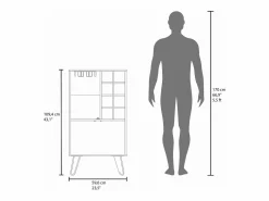 TuHome Mueble bar aster en melamina con 8 botelleros, 9 portacopas y almacenamiento inferior , , 109.4 cm X 59.6 cm X 40 cm