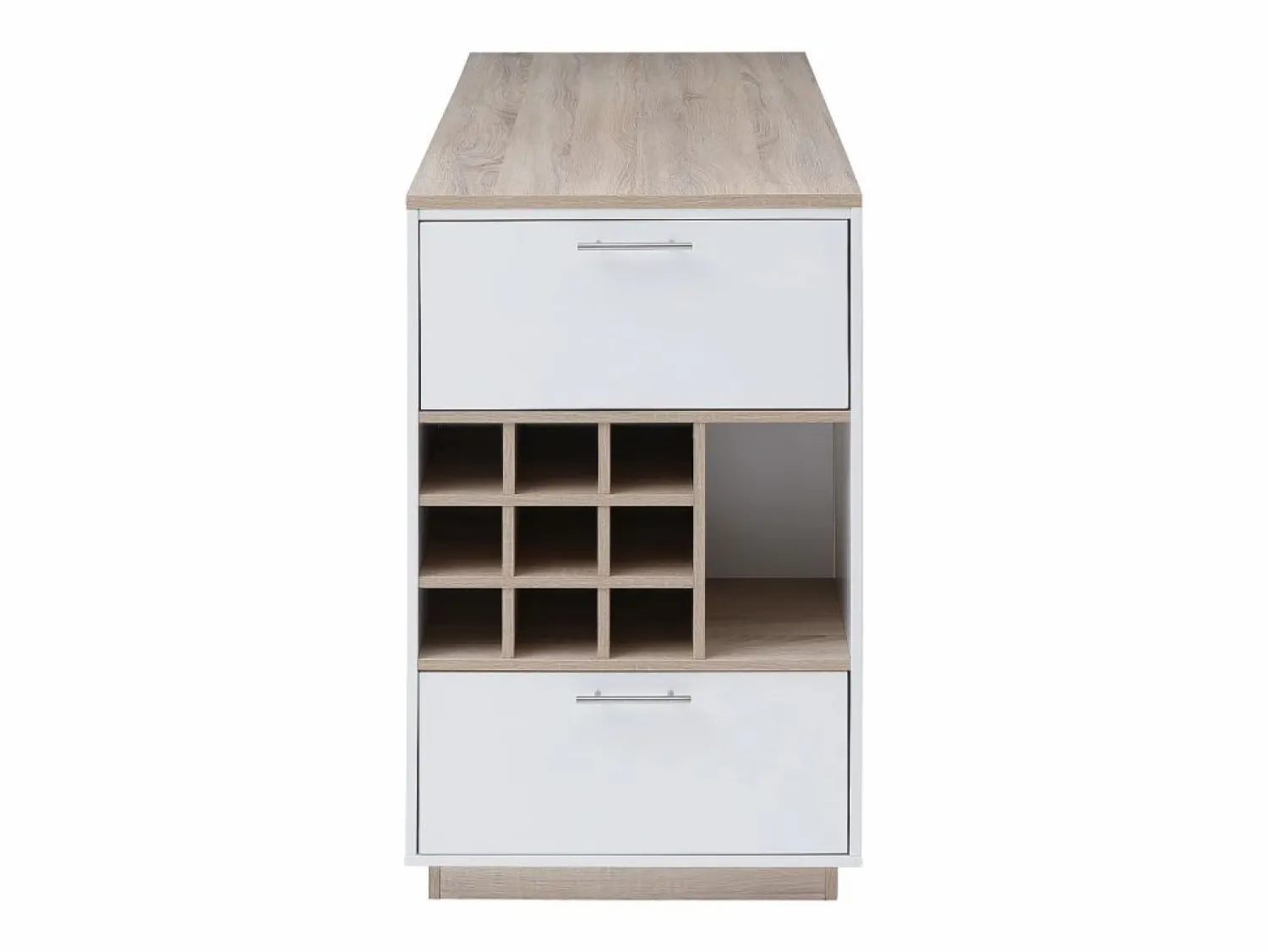 Vente-unique Mueble bar con almacenaje - Blanco y natural - ANOSKI