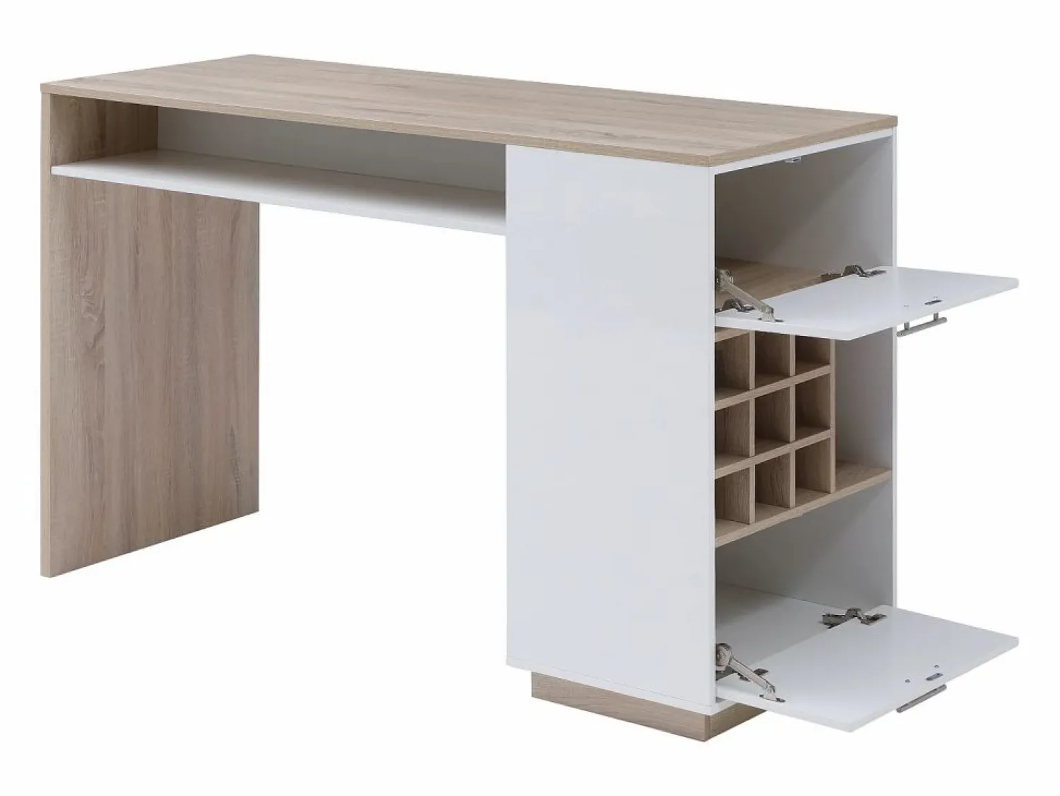 Vente-unique Mueble bar con almacenaje - Blanco y natural - ANOSKI