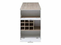 Vente-unique Mueble bar con almacenaje - Blanco y natural - ANOSKI
