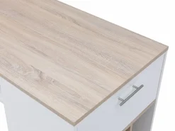 Vente-unique Mueble bar con almacenaje - Blanco y natural - ANOSKI