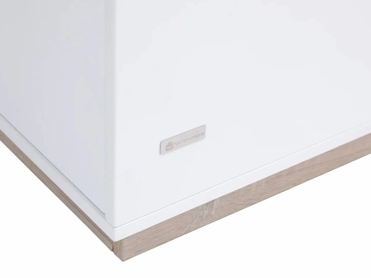 Vente-unique Mueble bar con almacenaje - Blanco y natural - ANOSKI