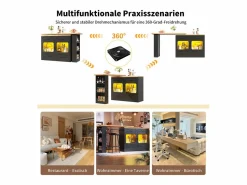 Online Mueble bar extensible - 135/203 x 39 x 92,8 cm - mesa giratoria con LED + 4 cajones - MDF - Mueble Bar