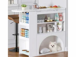 Outlet Mueble bar extensible - 120 x 40 x 100 cm - con almacenaje + espacio para mascotas - MDF - Mueble Bar