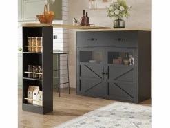 Online Mueble bar extensible - 138-204 x 39 x 104 cm - Mesa de comedor giratoria 360° - con 2 puertas + 2 cajones - MDF - Mueble Bar