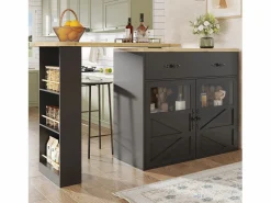 Online Mueble bar extensible - 138-204 x 39 x 104 cm - Mesa de comedor giratoria 360° - con 2 puertas + 2 cajones - MDF - Mueble Bar