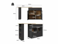 Online Mueble bar extensible - 138-204 x 39 x 104 cm - Mesa de comedor giratoria 360° - con 2 puertas + 2 cajones - MDF - Mueble Bar