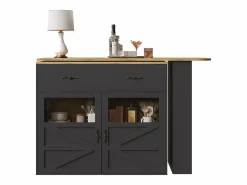 Online Mueble bar extensible - 138-204 x 39 x 104 cm - Mesa de comedor giratoria 360° - con 2 puertas + 2 cajones - MDF - Mueble Bar