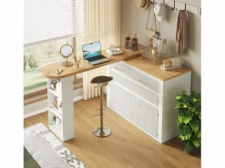 Sale Hauss Spole Mueble bar extensible con 2 cajones y 2 puertas - Tapa extensible con ruedas - y madera Blanco