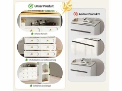Best Merax Mueble bar extensible con rotación de 360° - Longitud ajustable - con 6 cajones - MDF - Blanco