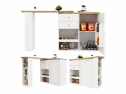 Merax Mueble bar giratorio 360° - 204 x 39 x 104 cm - con 2 cajones + mueble con puertas - MDF -