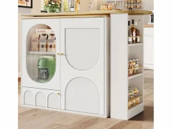 Merax Mueble bar giratorio - 138 x 73 x 105 cm - 3 puertas + separadores extraíbles - MDF + Metal -
