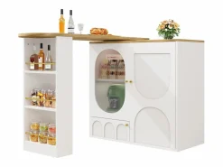 Merax Mueble bar giratorio - 138 x 73 x 105 cm - 3 puertas + separadores extraíbles - MDF + Metal -