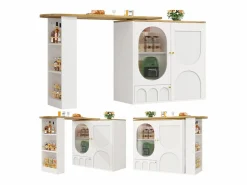 Merax Mueble bar giratorio - 138 x 73 x 105 cm - 3 puertas + separadores extraíbles - MDF + Metal -