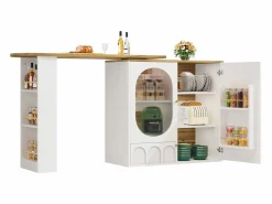 Merax Mueble bar giratorio - 138 x 73 x 105 cm - 3 puertas + separadores extraíbles - MDF + Metal -