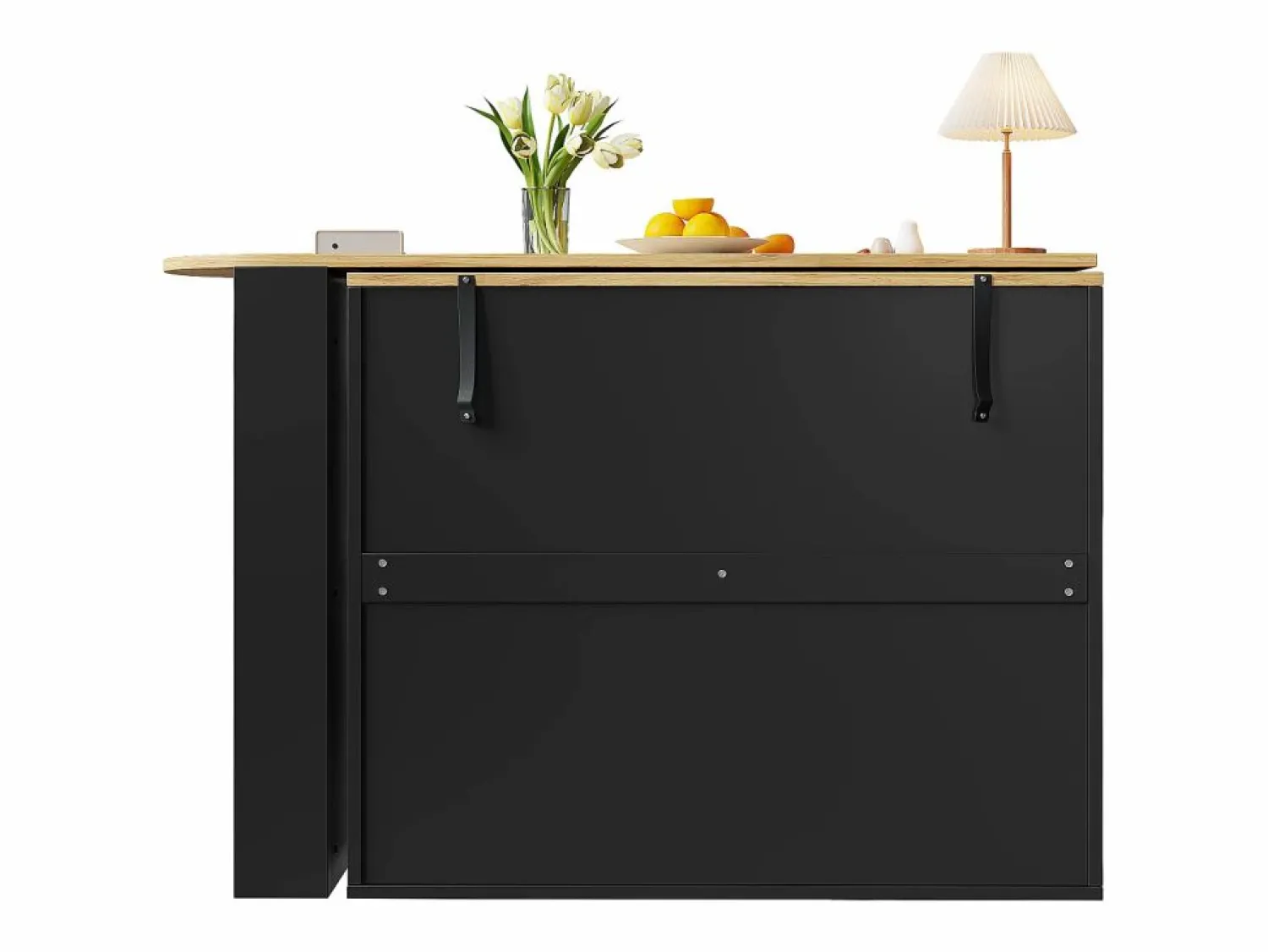 Online Mueble bar giratorio - Mesa de bar extensible con 3 cajones y 1 puerta - almacenamiento abierto - Negro