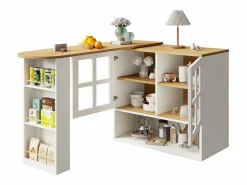 Sale Mueble bar giratorio - Mesa de bar extensible con 2 puertas y 3 estantes ajustables - almacenamiento abierto - Mueble Bar