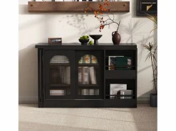 Online Mueble bar giratorio con 2 puertas de cristal - Tapa reversible - Mueble Bar