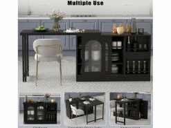 Online Mueble bar giratorio con 2 puertas de cristal - Tapa reversible - Mueble Bar